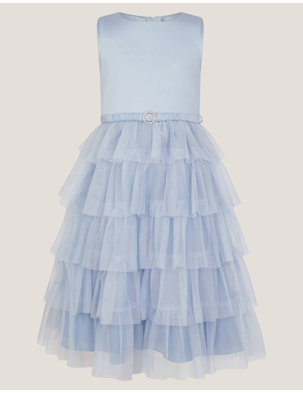 Monsoon Ruffle Belted Dress (3-15 Yrs) Blue