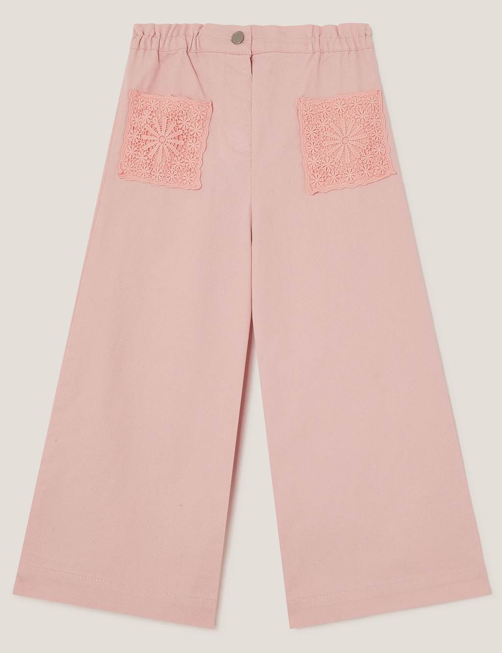 Monsoon Pure Cotton Knitted Pocket Twill Trousers (3-13 Yrs) Pink