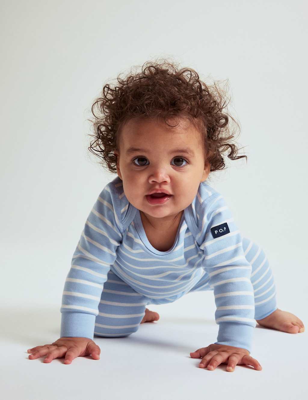 Polarn O. Pyret Pure Cotton Striped Bodysuit (0-24 Mths) Medium Blue Mix