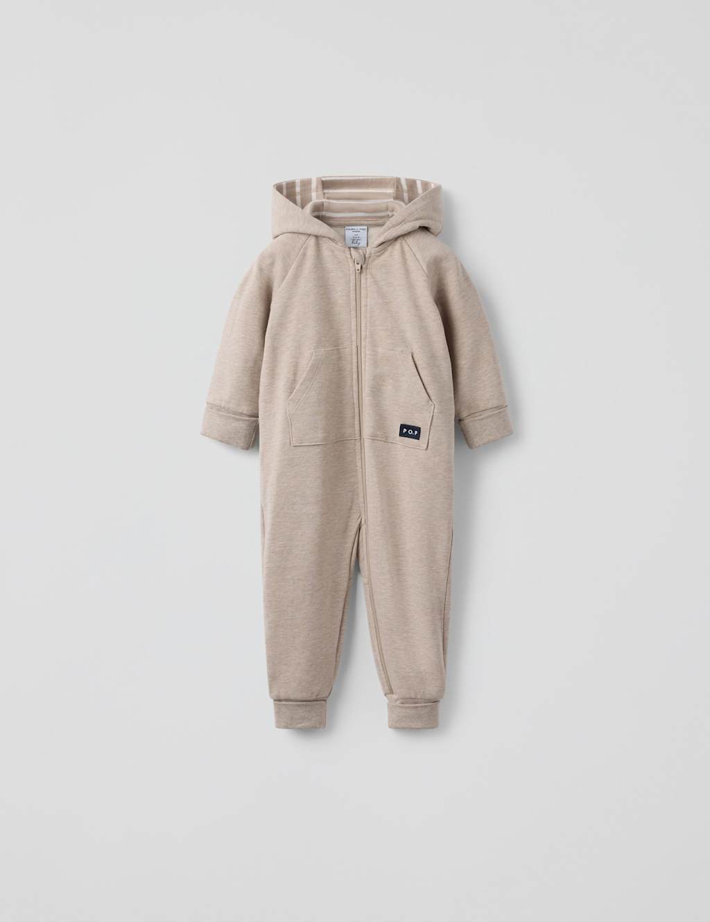 Polarn O. Pyret Cotton Rich Hooded All in One (0-24 Mths) Natural