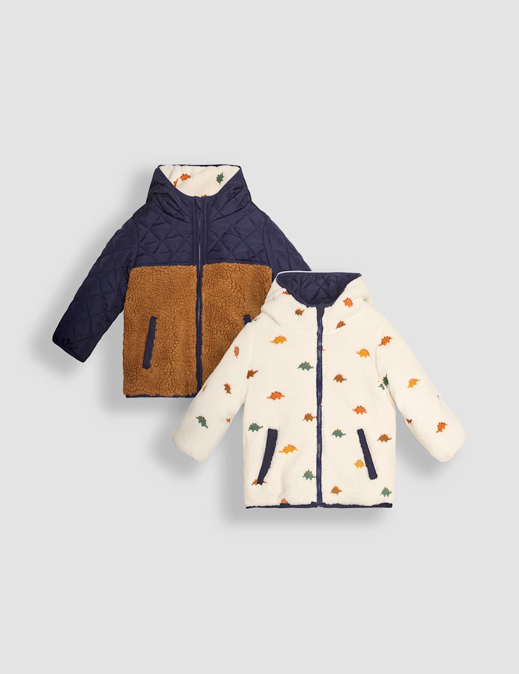 Jojo Maman Bébé Boys Dino Embroidered Reversible Jacket (6 Mths-6 Yrs) - 2-3 Years - Multi - Available at M&S