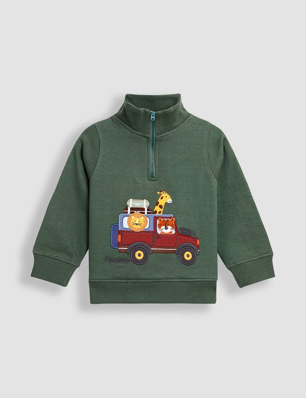Jojo Maman Bébé Boys Pure Cotton Safari Sweatshirt (6 Mths - 7 Yrs) - 3-4 Y - Khaki, Khaki