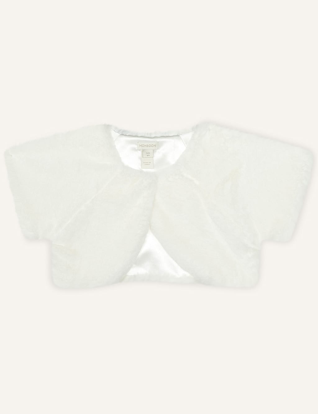 Monsoon Girls Faux Fur Cardigan (3-15 Yrs) - 5-6 Y - Ivory, Ivory