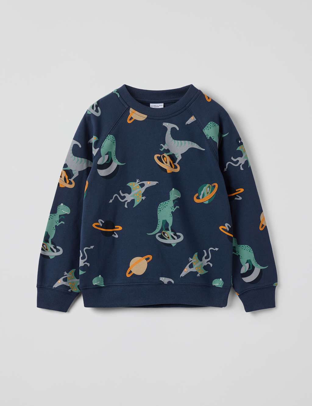 Polarn O. Pyret Pure Cotton Dinosaur Print Sweatshirt (1-7 Yrs) Navy Mix