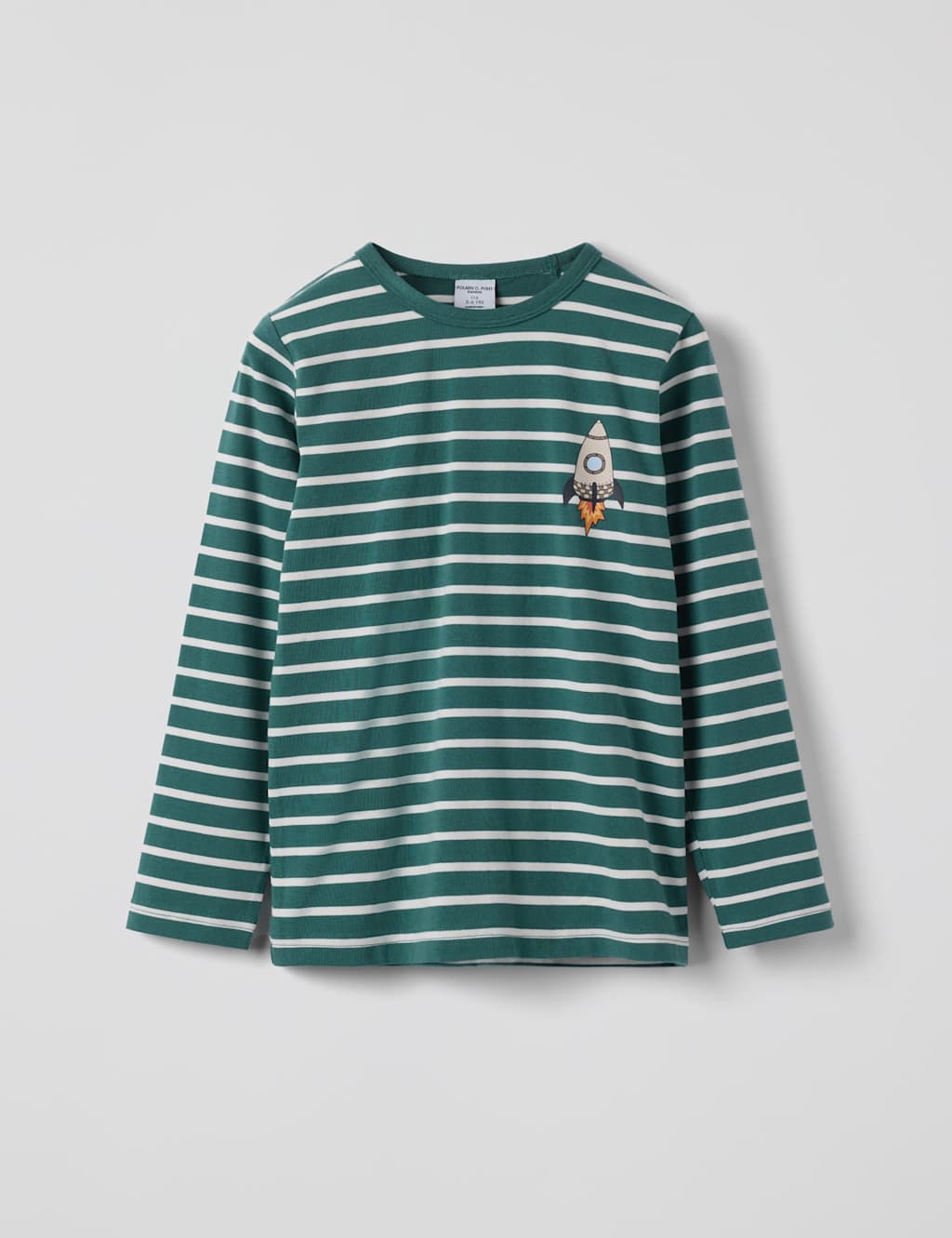 Polarn O. Pyret Cotton Rich Striped Rocket Top (1-10 Yrs) Dark Green Mix