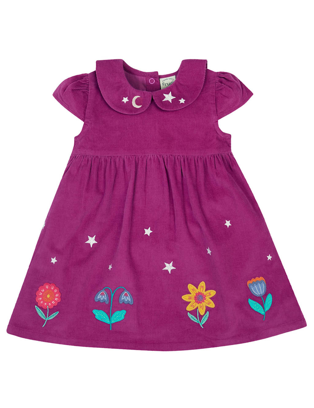 Frugi Cord Embroidered Dress (0-5 Yrs) Purple