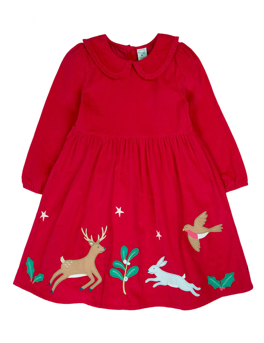 Frugi Cord Reindeer Dress (2-10 Yrs) Red