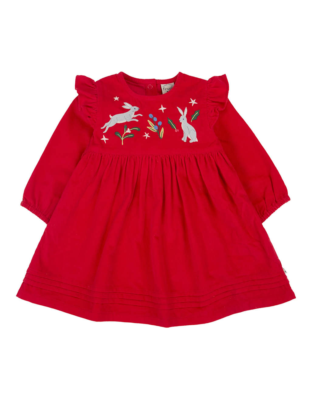 Frugi Cord Embroidered Dress (0-5 Yrs) Red