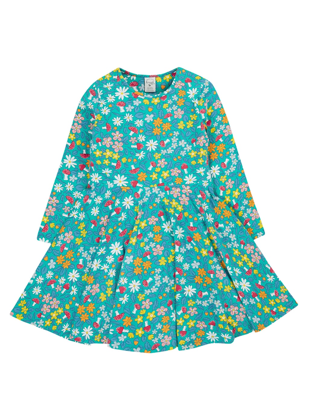 Frugi Cotton Rich Floral Skater Dress (2-12 Yrs) Green