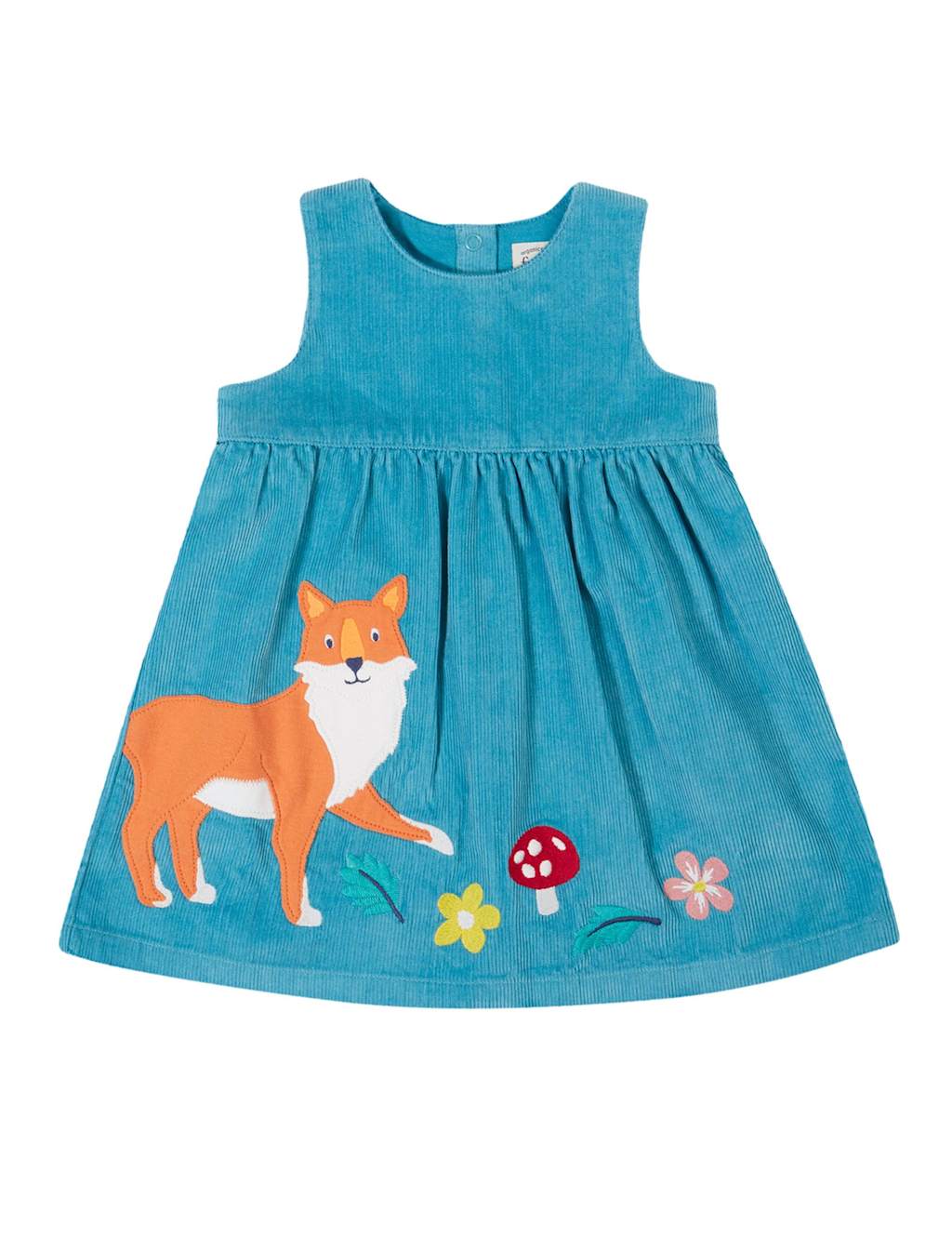 Frugi Cord Fox Applique Pinafore Dress (0-5 Yrs) Blue