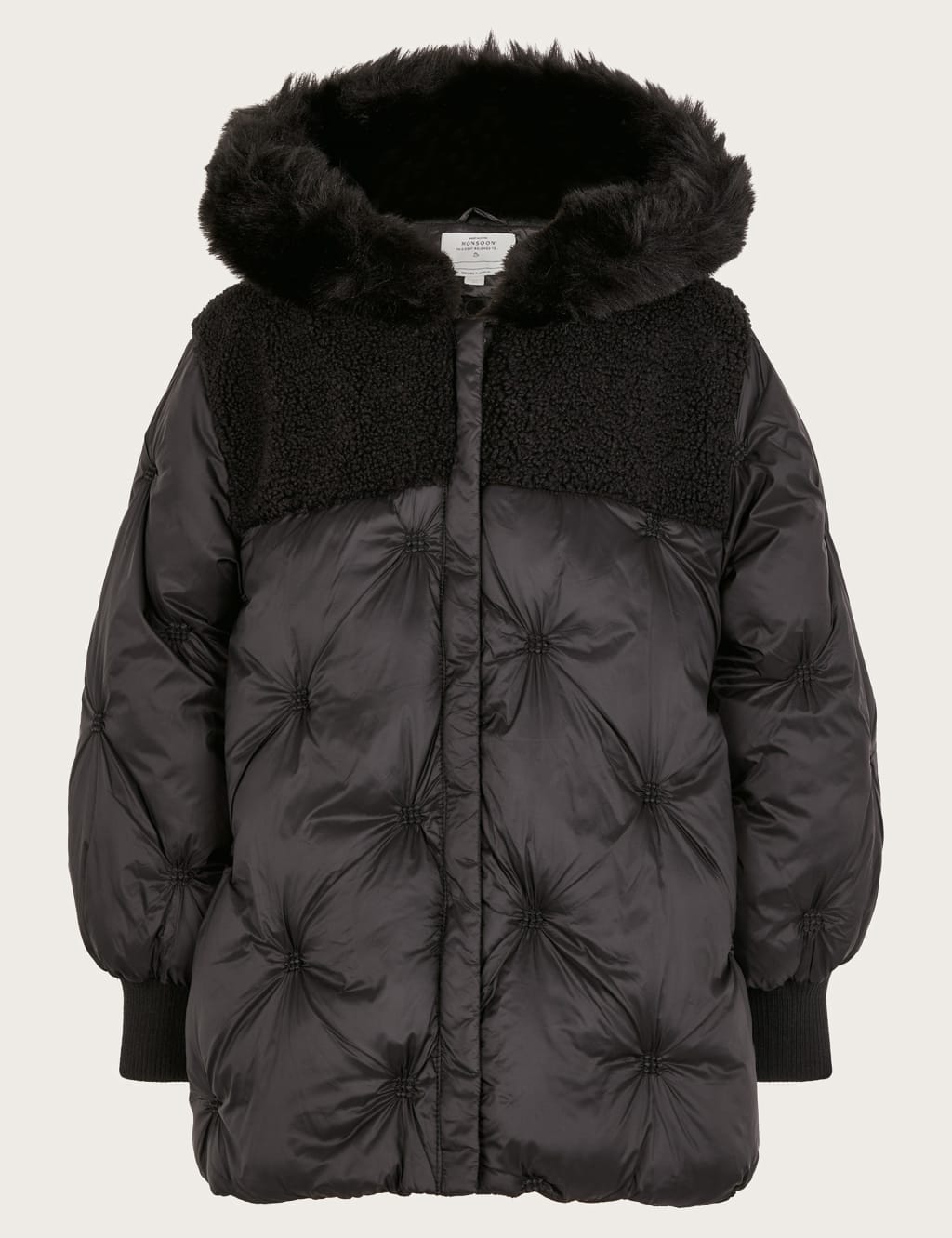 Borg Quilted Hooded Coat (3-14 Yrs)
