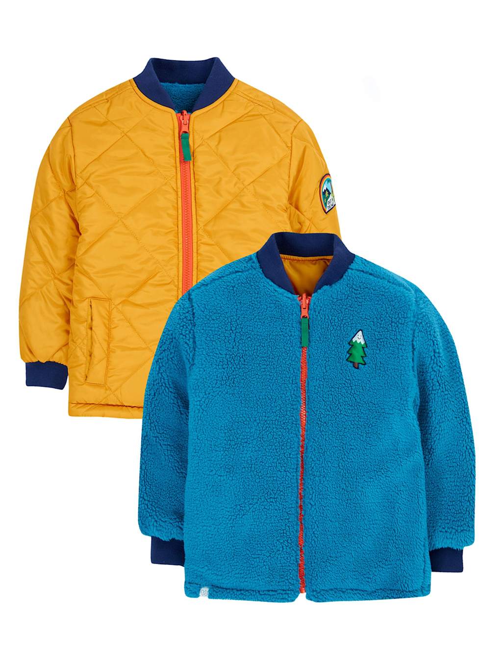 Frugi Reversible Quilted Fleece Zip Jacket (2-10 Yrs) Yellow