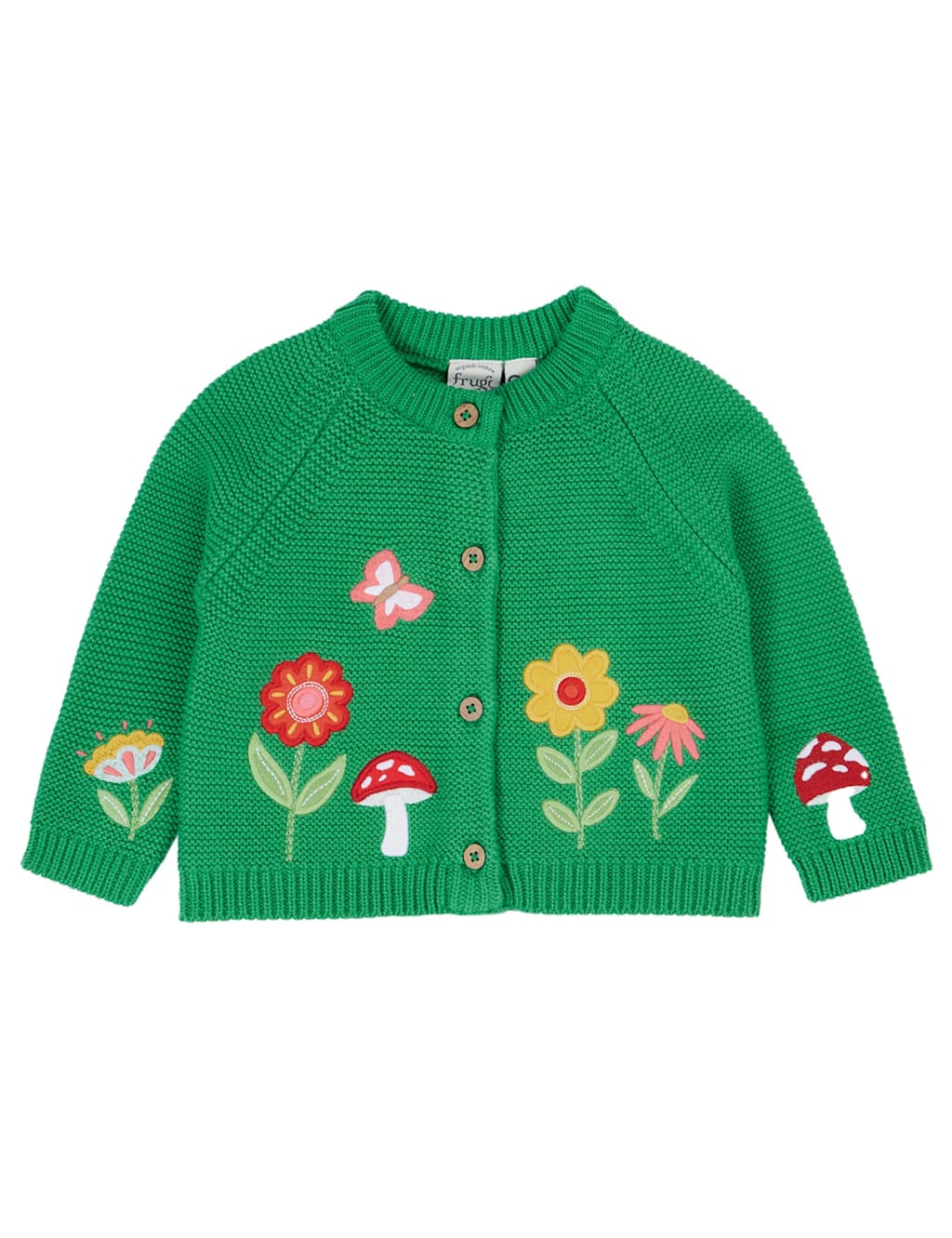 Frugi Pure Cotton Knitted Appliqu Cardigan (0-5 Yrs) Green