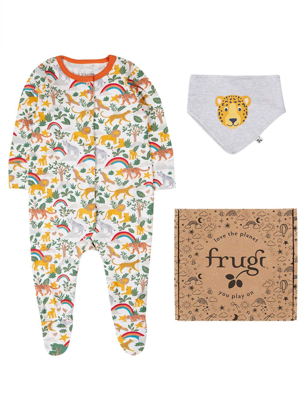 Frugi 2pc Pure Cotton Safari Print Gift Set (0-12 Mths) White