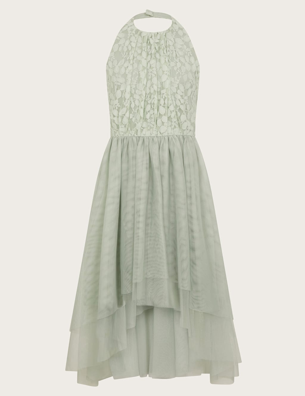 Monsoon Girls Halterneck Lace Prom Dress (8-15 Yrs) - 10y - Light Green, Light Green
