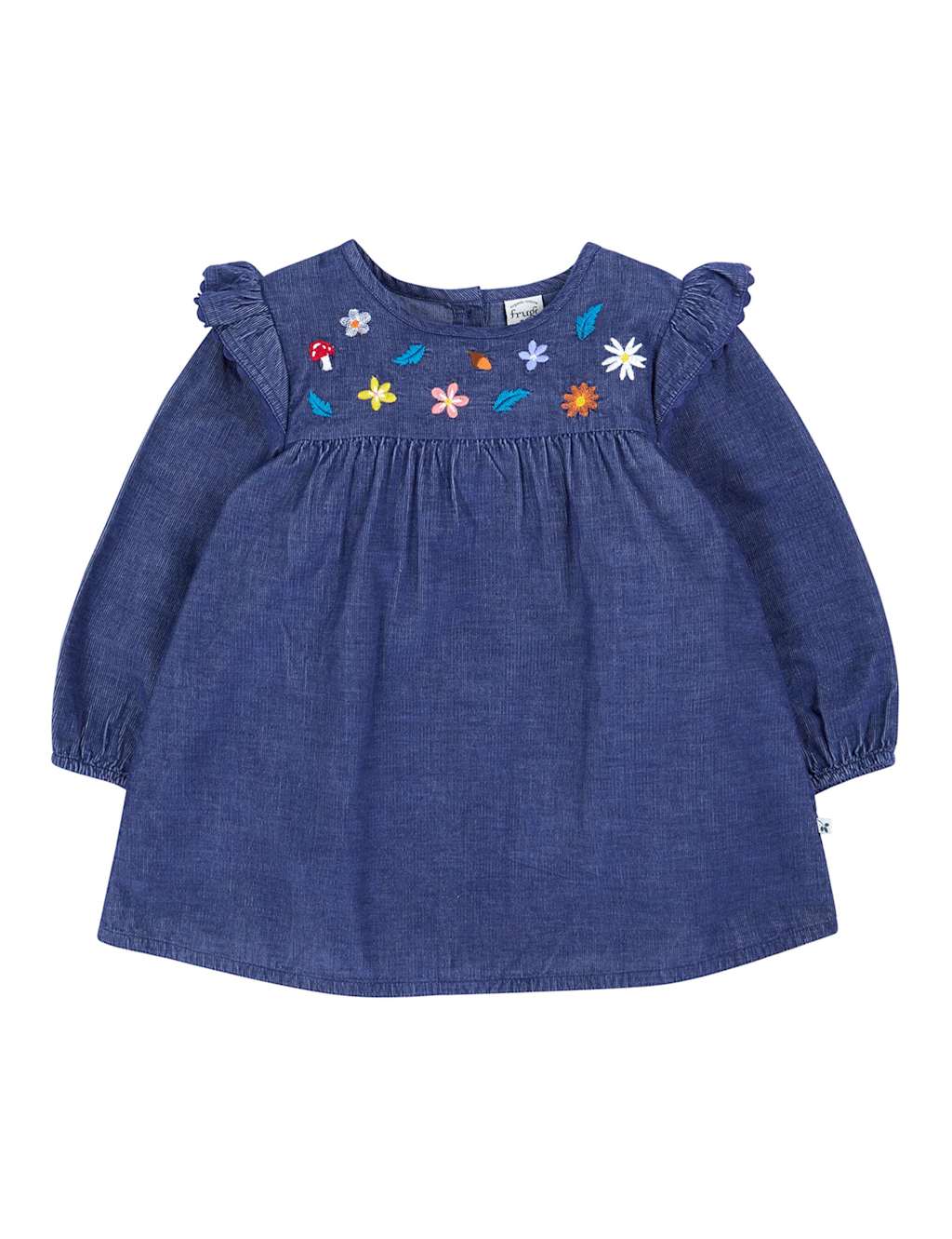 Frugi Pure Cotton Cord Embroidered Top (2-10 Yrs) Blue