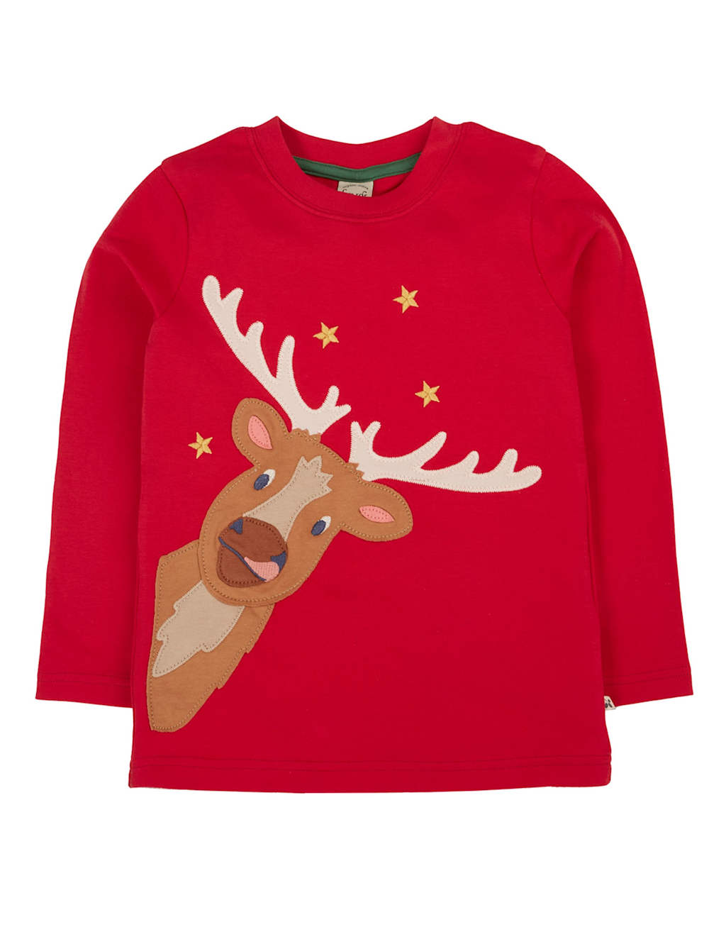 Frugi Pure Cotton Reindeer Top (2-10 Yrs) Red