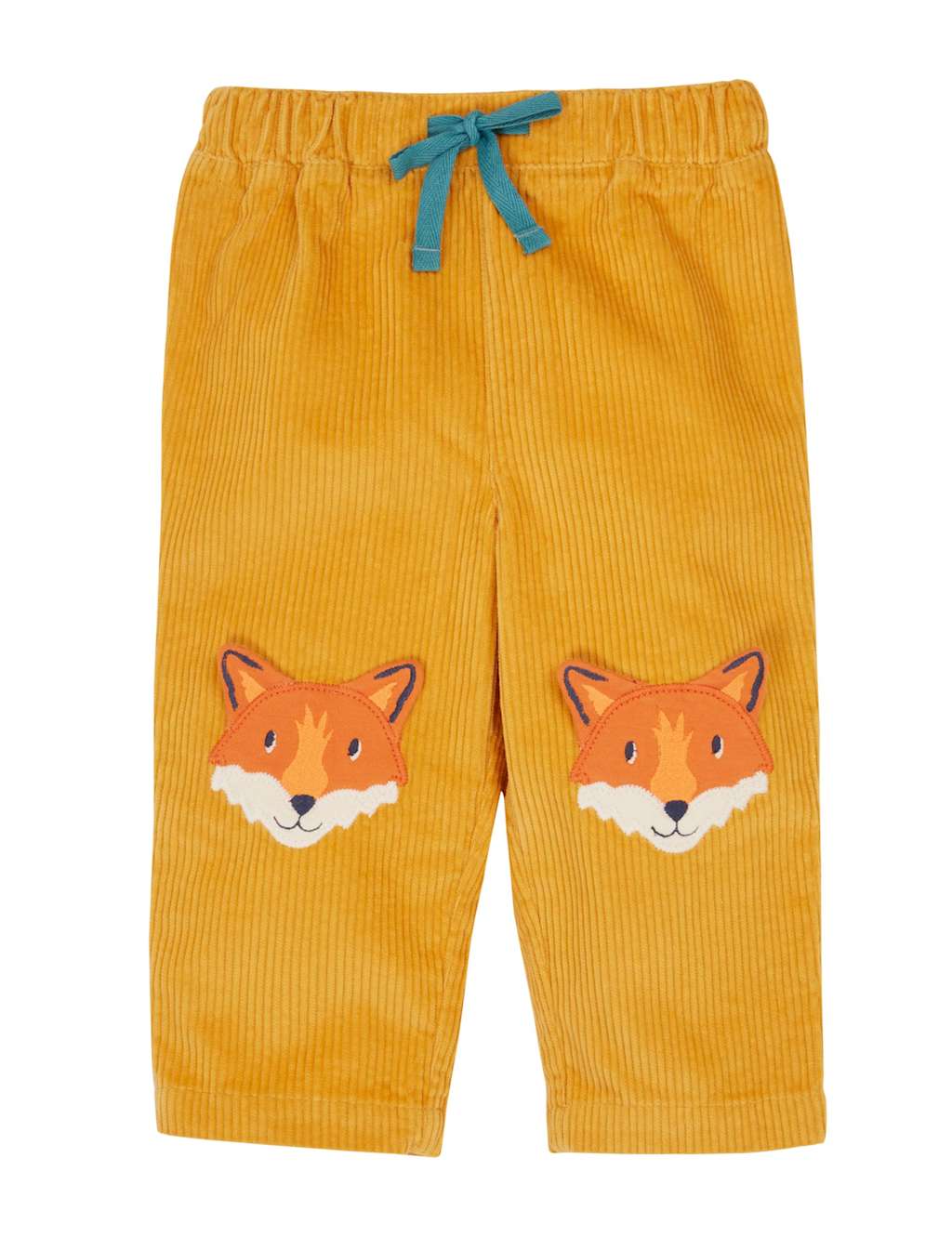 Frugi Pure Cotton Cord Fox Appliqu Trousers (0-5 Yrs) Yellow