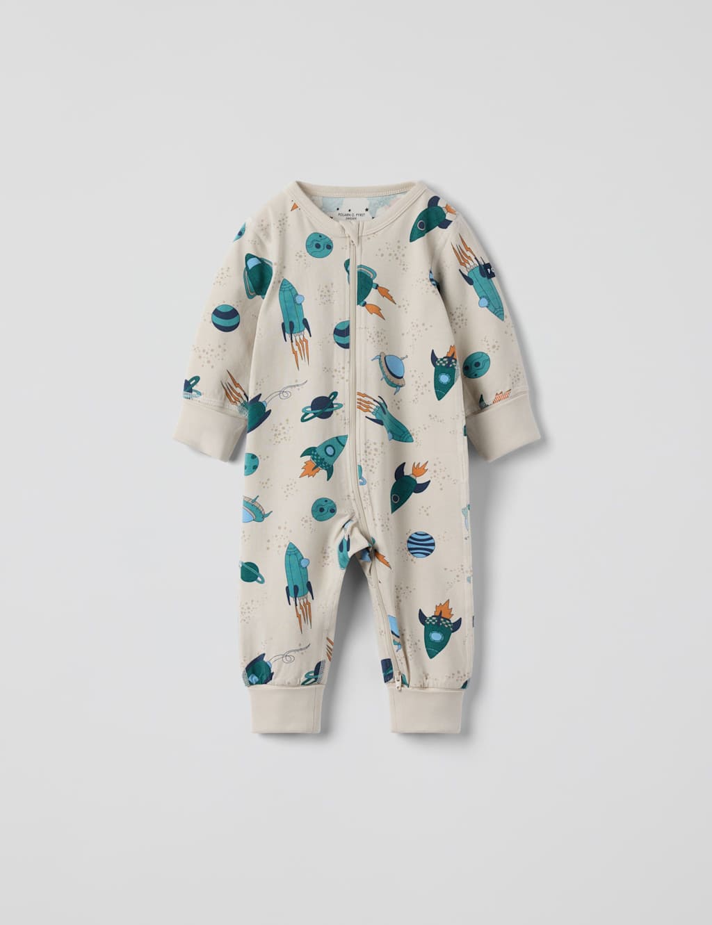 Polarn O. Pyret Cotton Rich Space Sleepsuit (6 Mths - 4 Yrs) Natural Mix