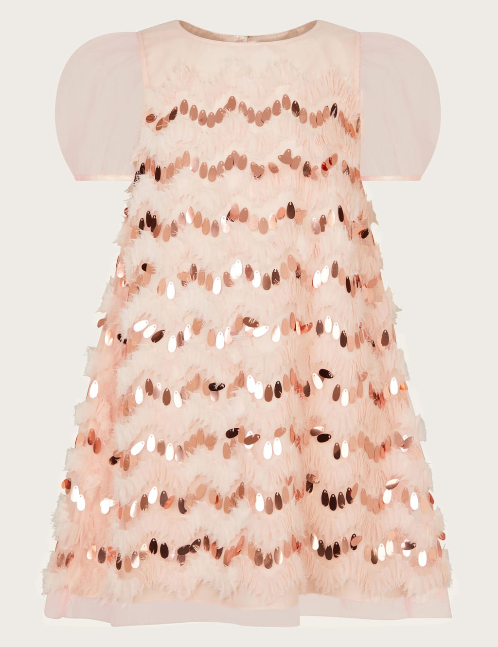 Monsoon Girls Sequin Ruffle Party Dress (3-15 Yrs) - 9y - Light Pink, Light Pink