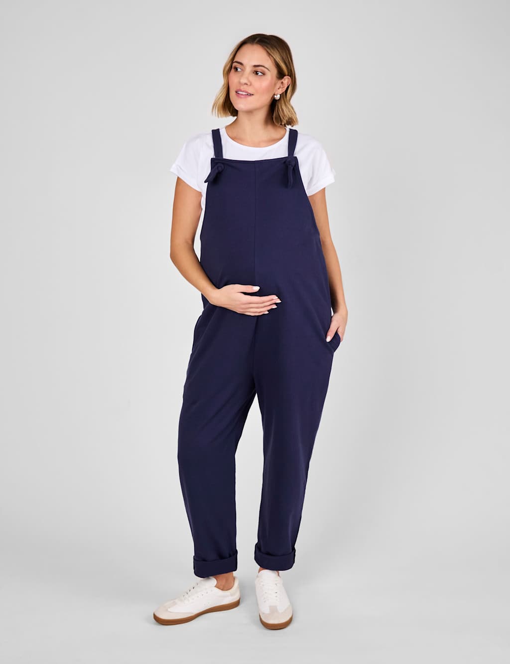JoJo Maman Bb Maternity Pure Cotton Jersey Dungarees Navy