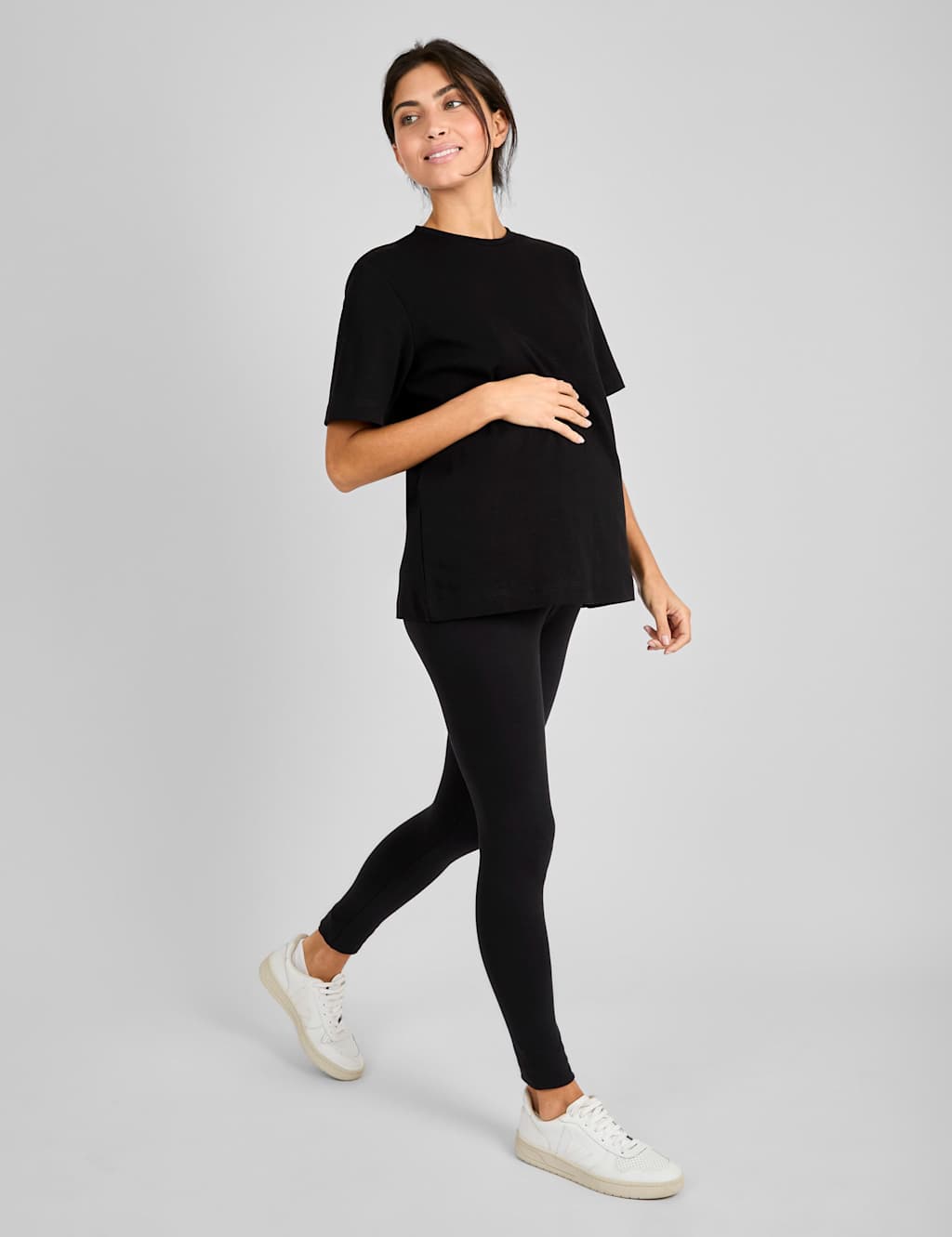 JoJo Maman Bb Maternity Pure Cotton Oversized T-Shirt Black