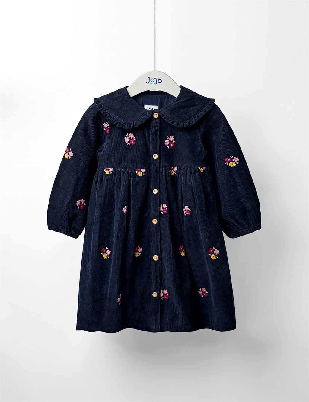 JoJo Maman Bb Pure Cotton Embroidered Dress (12 Mths - 9 Yrs) Navy Mix