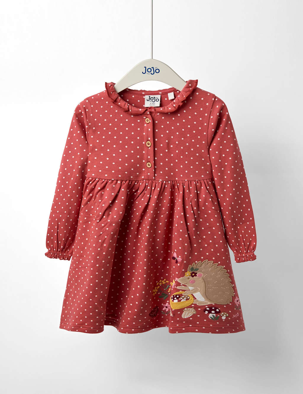 JoJo Maman Bb Pure Cotton Hedgehog Appliqu Dress (12 Mths - 7 Yrs) Orange Mix