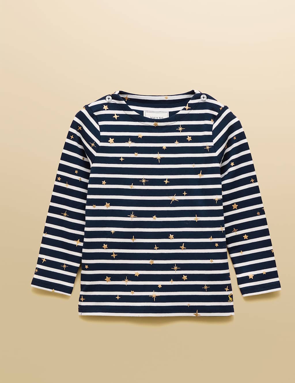 Joules Pure Cotton Striped Button Detail top (1-12yrs) Navy Mix