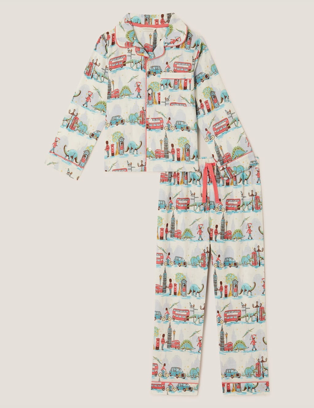Monsoon Pure Cotton London Print Pyjamas (3-13 Yrs) Ivory Mix