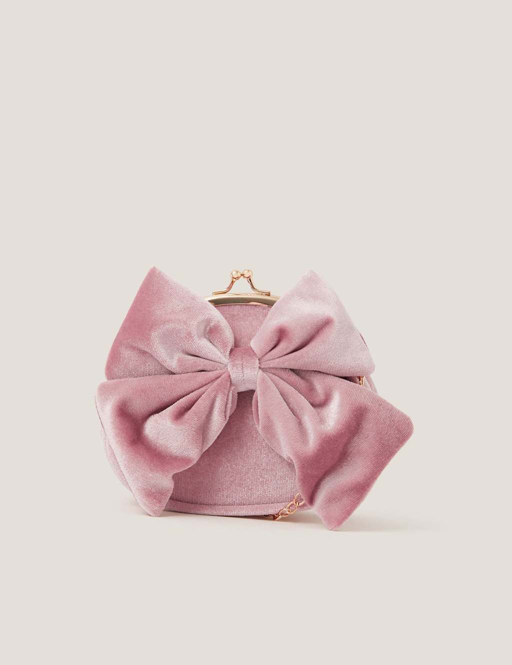Monsoon Velvet Bow Bag Light Pink