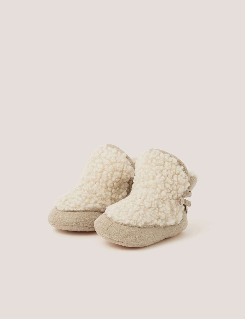 Monsoon Baby Borg Booties (0-12 Mths) Cream