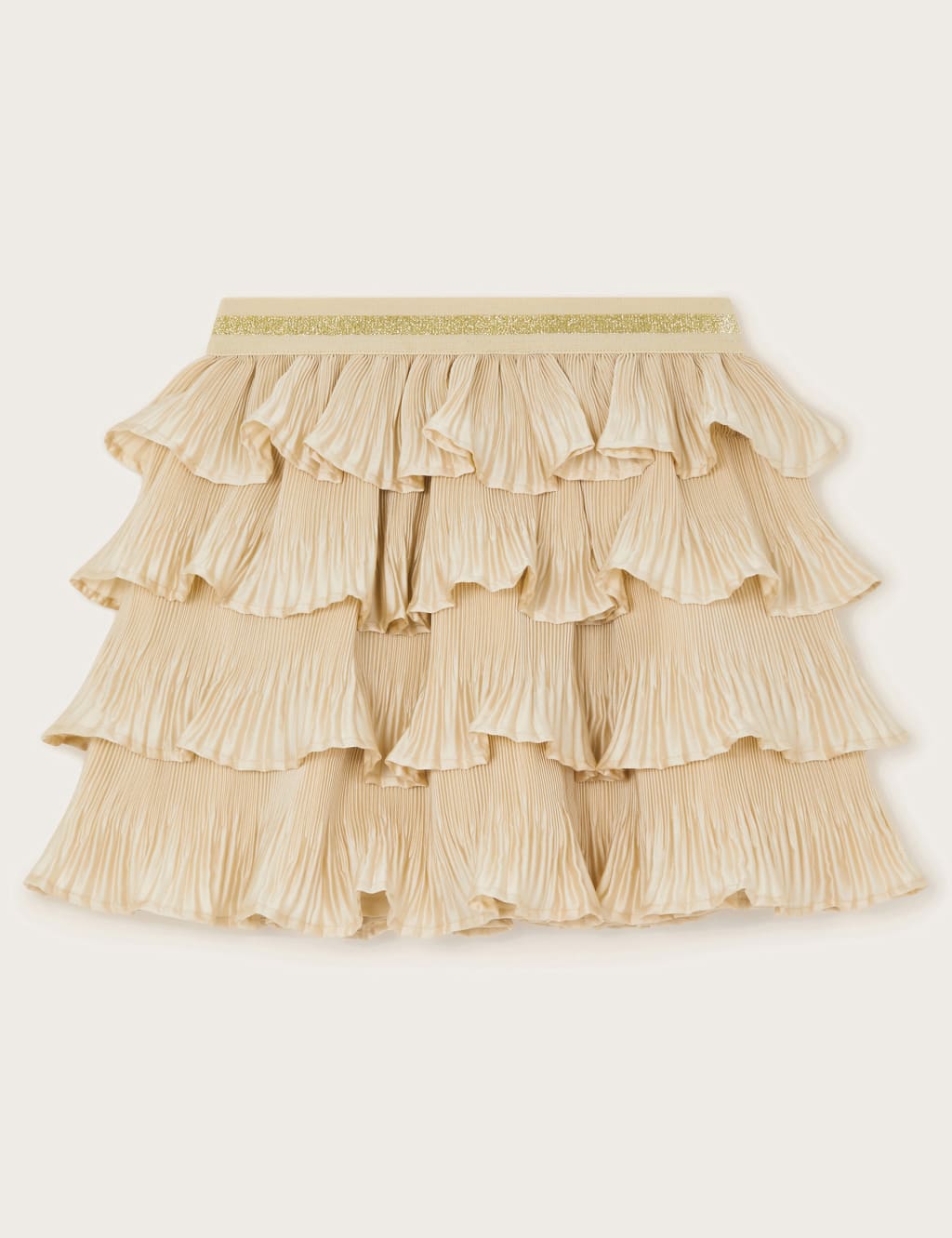 Monsoon Girls Satin Pleated Ruffle Skirt (3-13 Yrs) - 11-12 - Gold, Gold