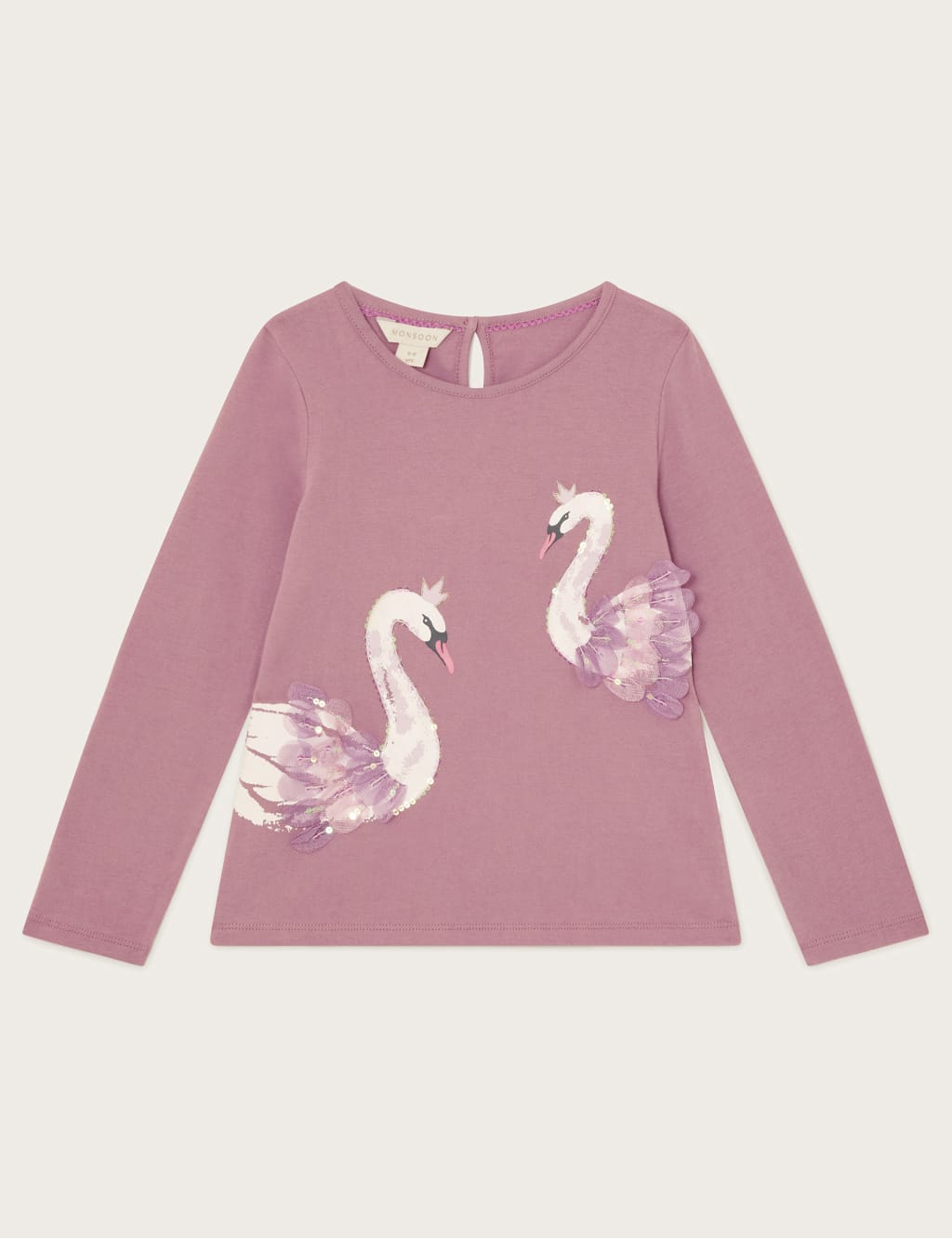 Pure Cotton Embellished Swan Top (2-13 Yrs)