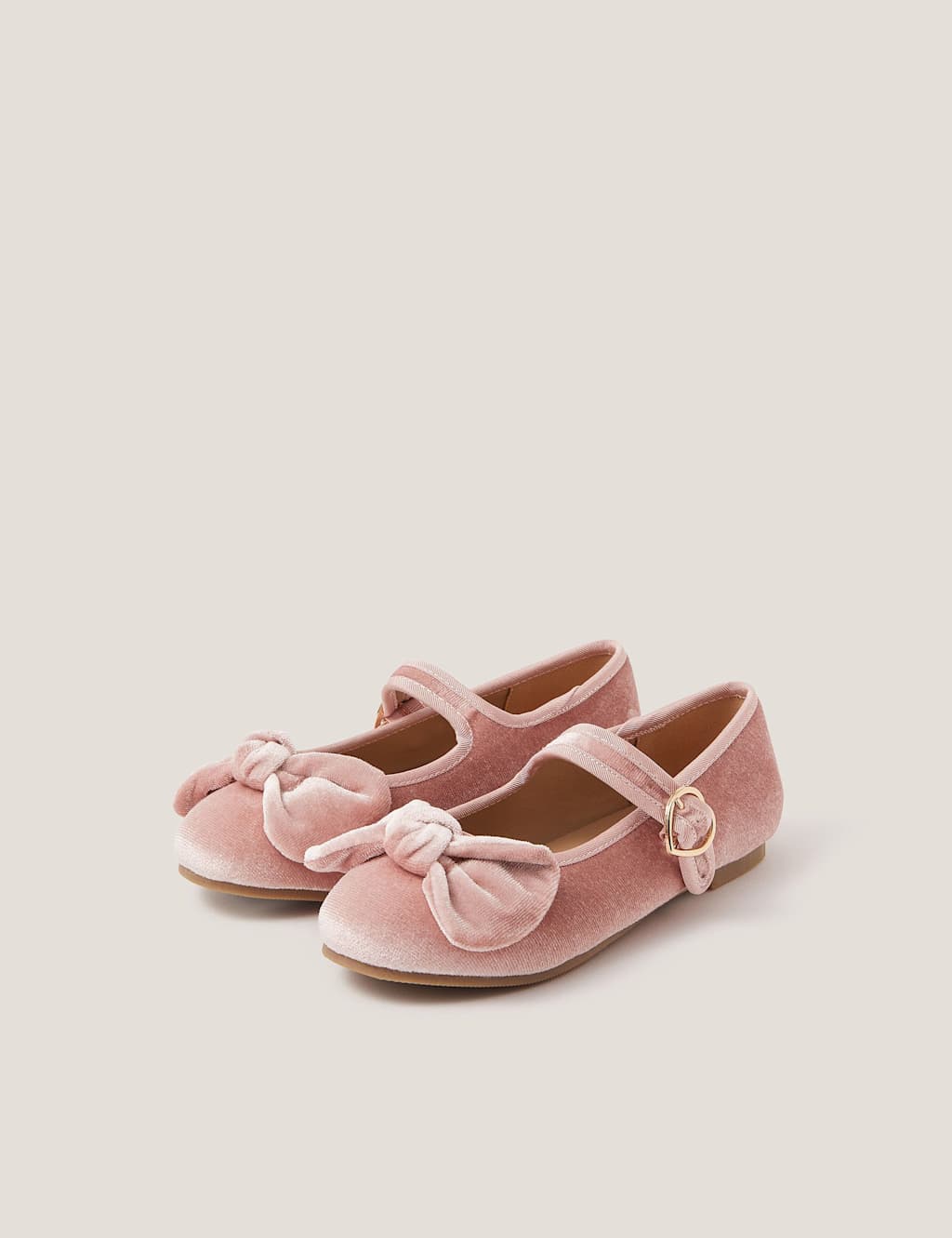 Monsoon Kids' Velvet Bow Ballet Pumps (11 Small - 3 Large) Pink