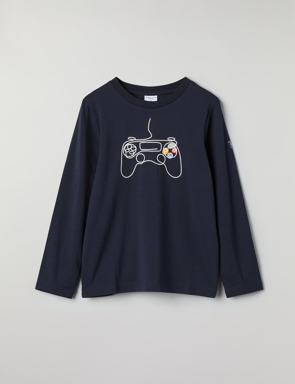 Polarn O. Pyret Boys Cotton Rich Gamer Print Top (1-10 Yrs) - 5-6 Y - Navy Mix, Navy Mix