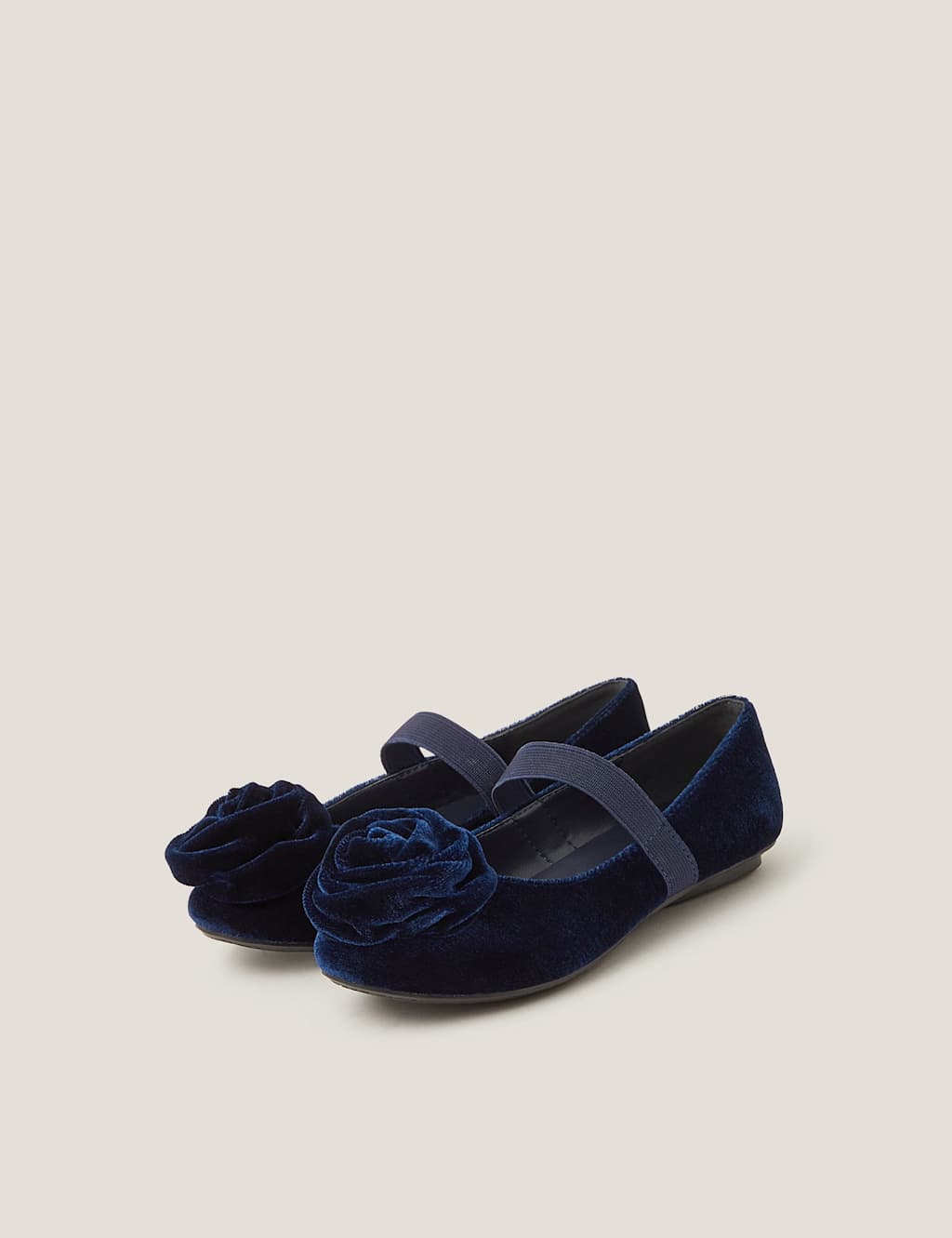 Monsoon Kids' Velvet Ballet Pumps (7 Small - 3 Large) Navy