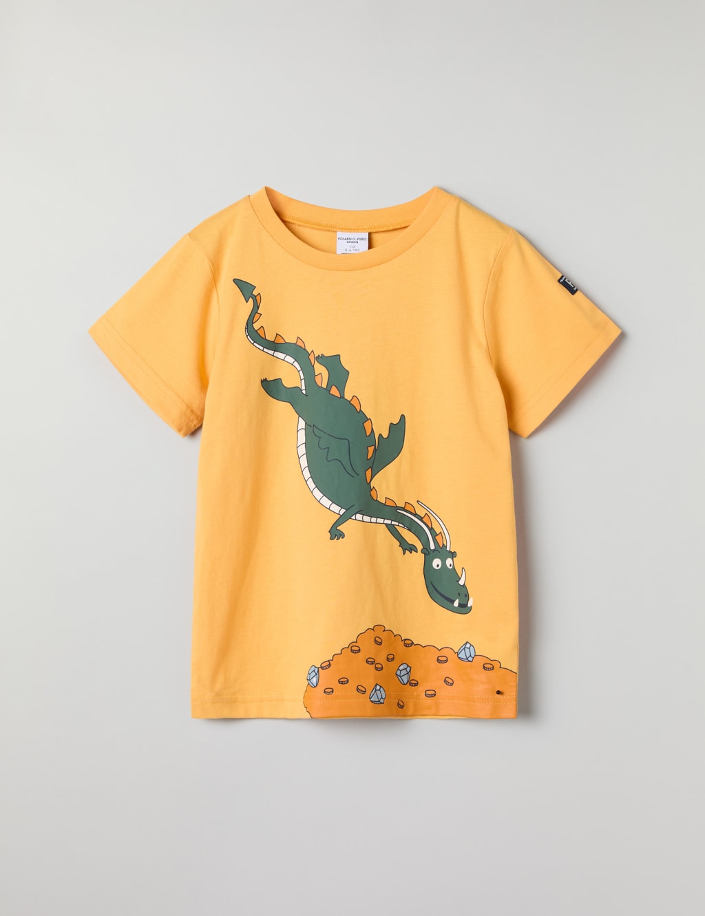 Polarn O. Pyret Boys Pure Cotton Dragon Print T-Shirt (1-10 Yrs) - 3-4 Y - Yellow Mix, Yellow Mix