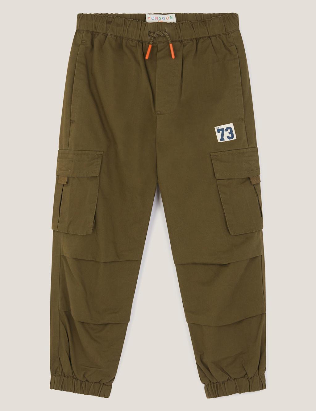 Monsoon Pure Cotton Cargo Trousers (2-13 Yrs) Khaki
