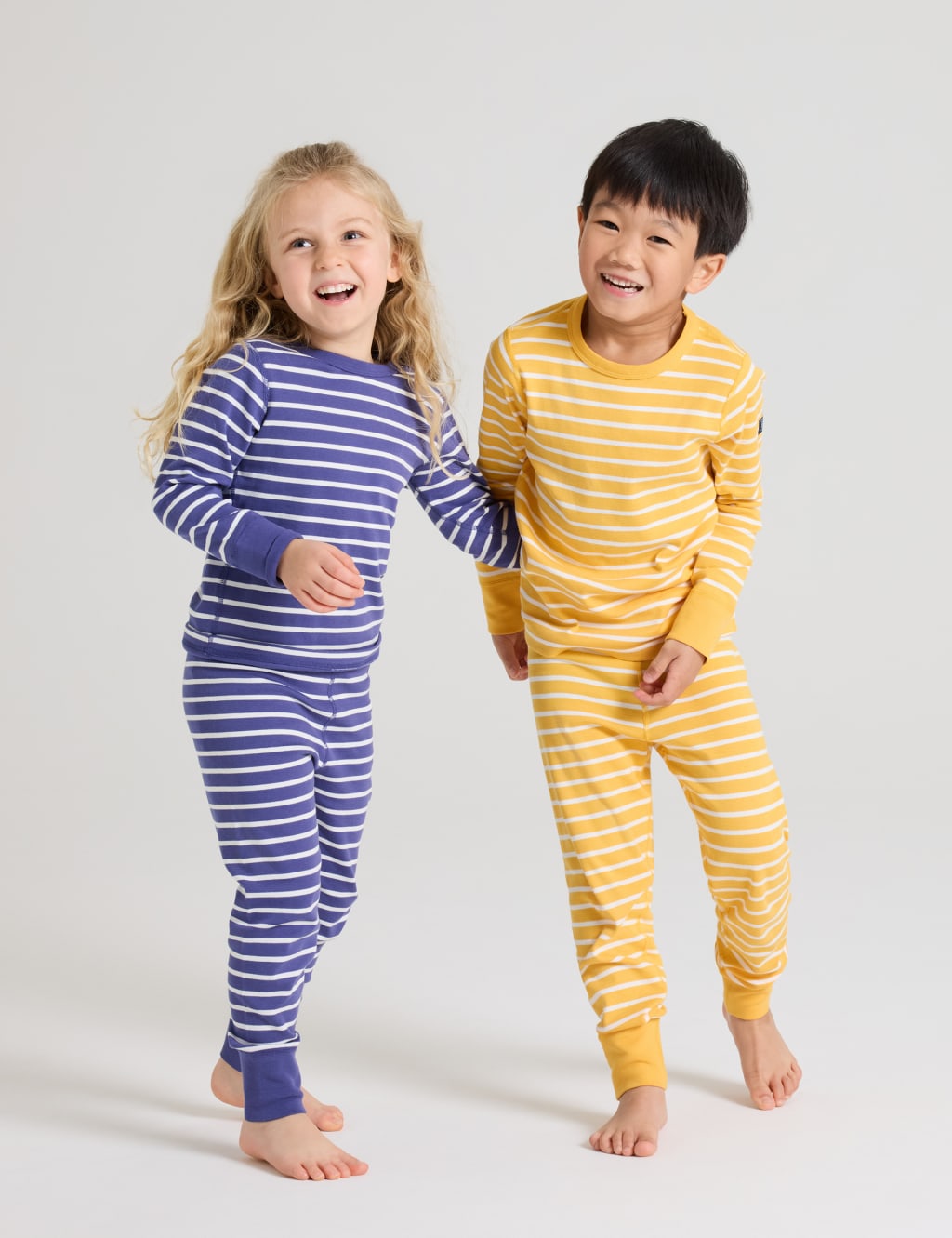 Polarn O. Pyret Boys Pure Cotton Striped Leggings (1-10 Yrs) - 2-3 Y - Blue Mix, Blue Mix