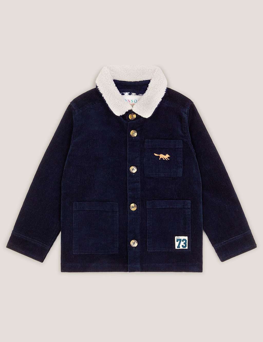 Monsoon Corduroy Borg Collar Shirt (2-13 Yrs) Navy