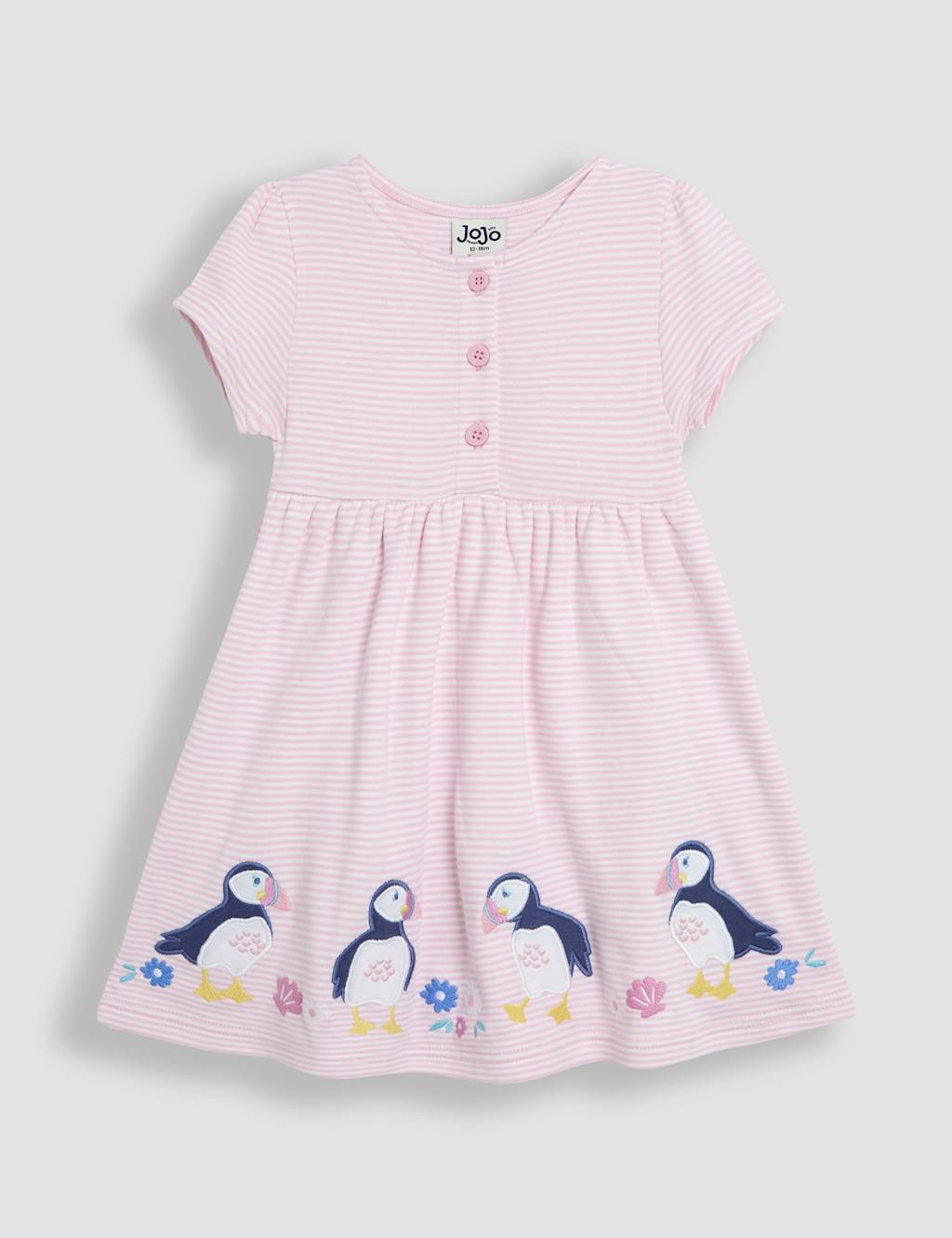Pure Cotton Striped Puffin Dress (6 Mths-5 Yrs)