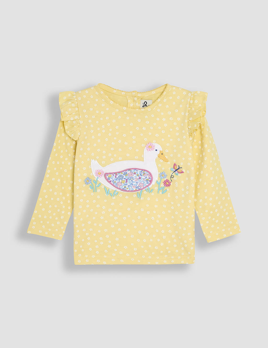 Jojo Maman Bebe Girls Pure Cotton Duck & Floral Top (6 Mths-5 Yrs) - 4-5 Y - Yellow Mix, Yellow Mix
