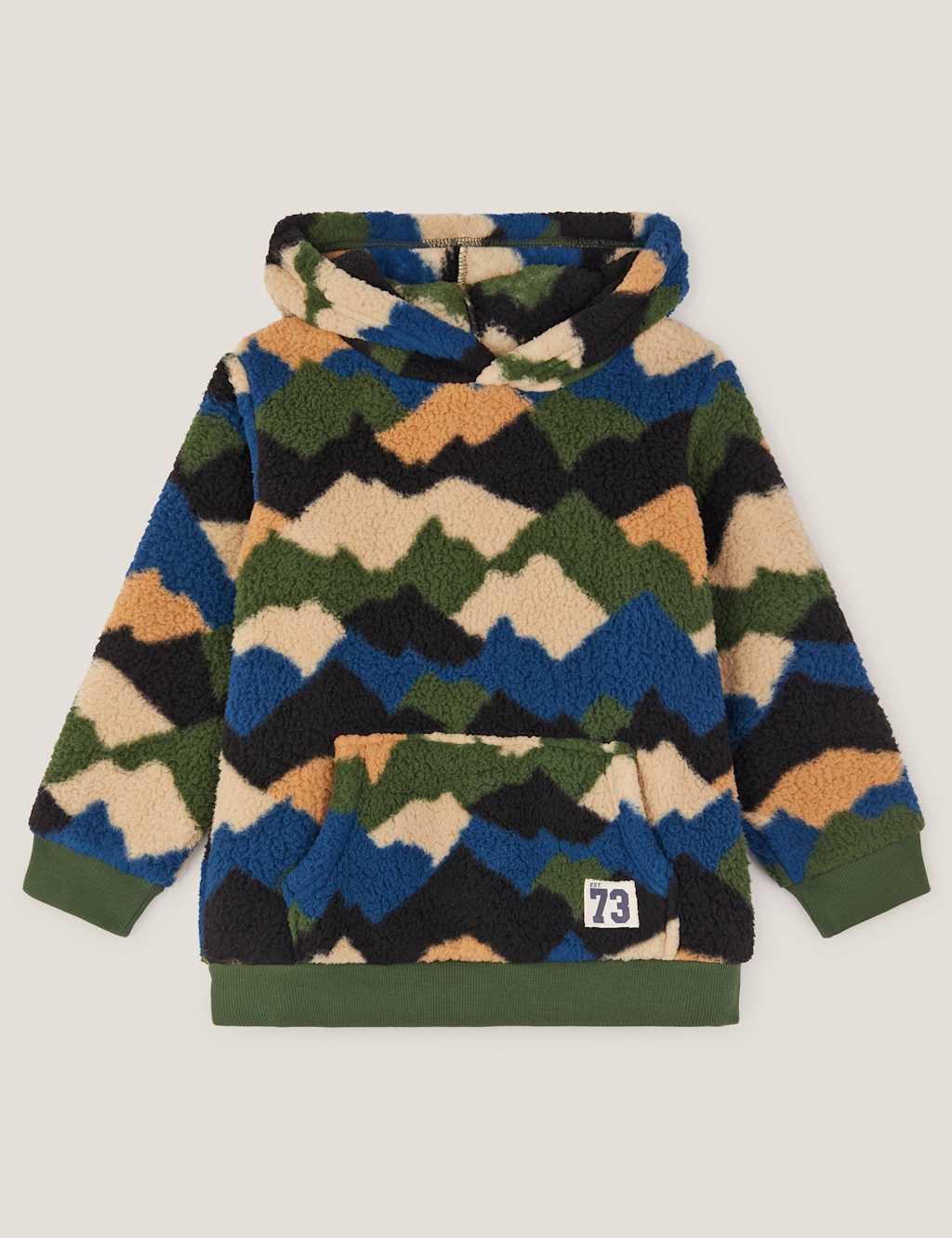 Monsoon Camo Mountain Fleece Hoodie (2-13 Yrs) Green Mix