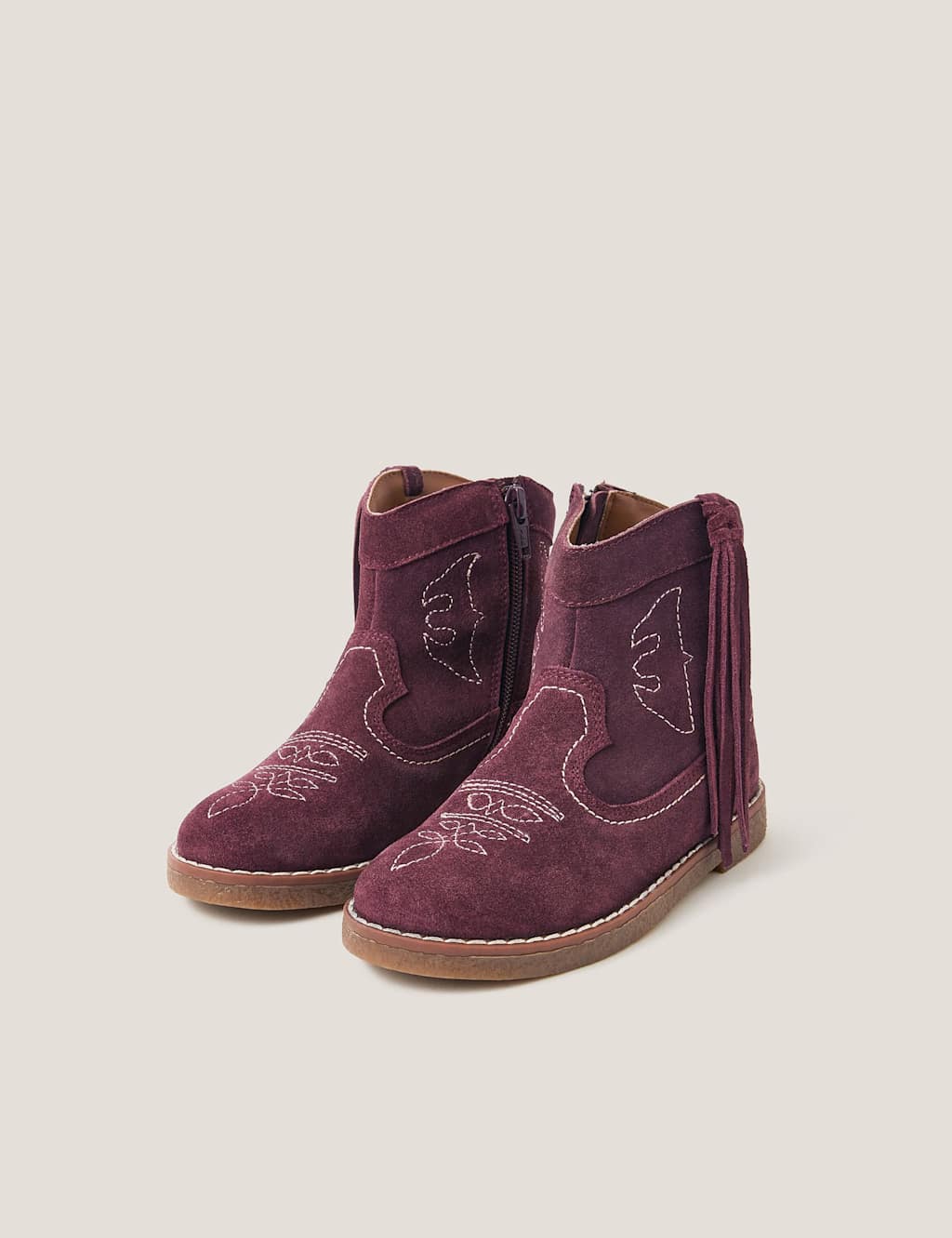 Monsoon Kids' Suede Cowboy Boots (7 Small - 4 Large) Burgundy