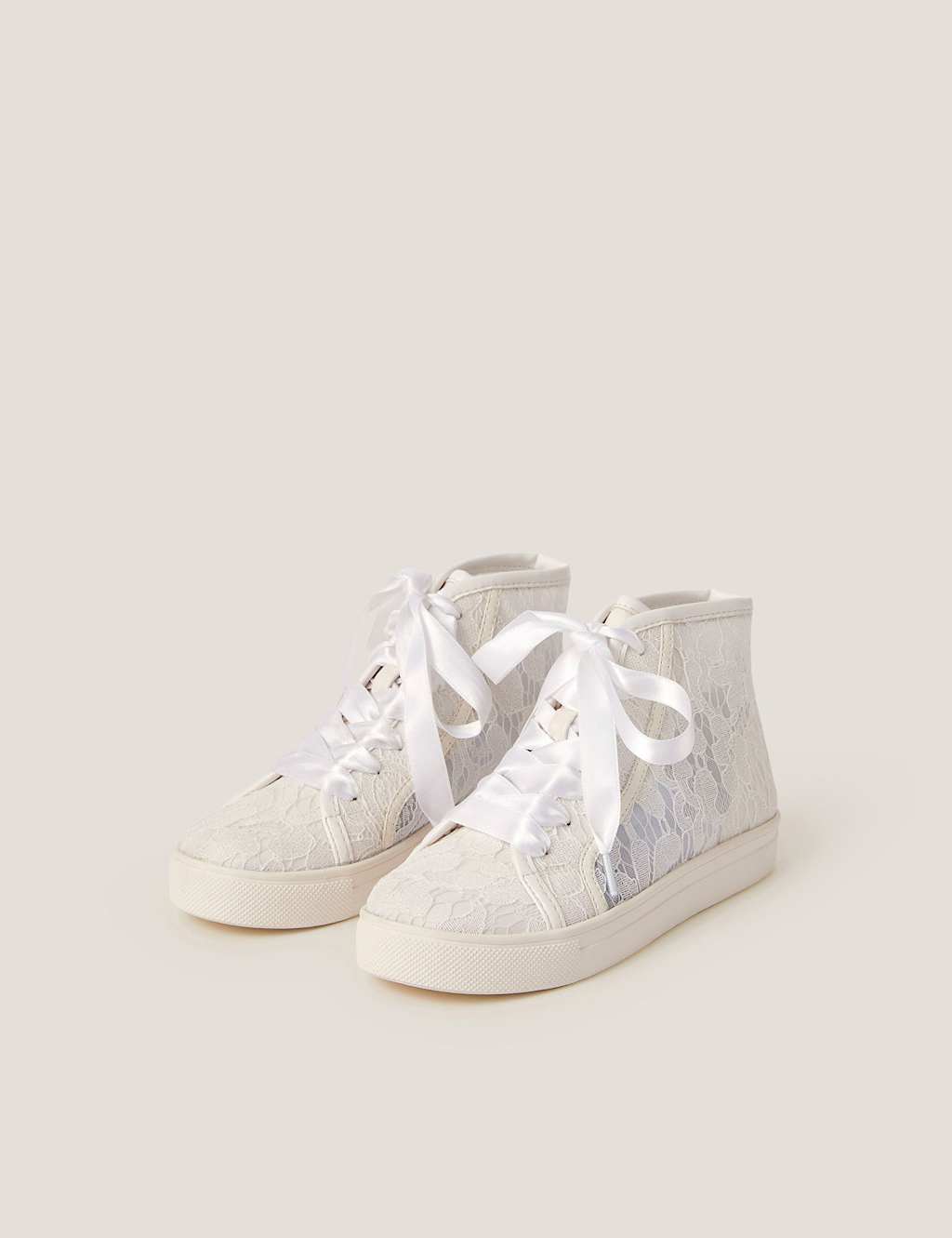 Kids' Floral Lace High Top Trainers (7 Small - 3 Large)