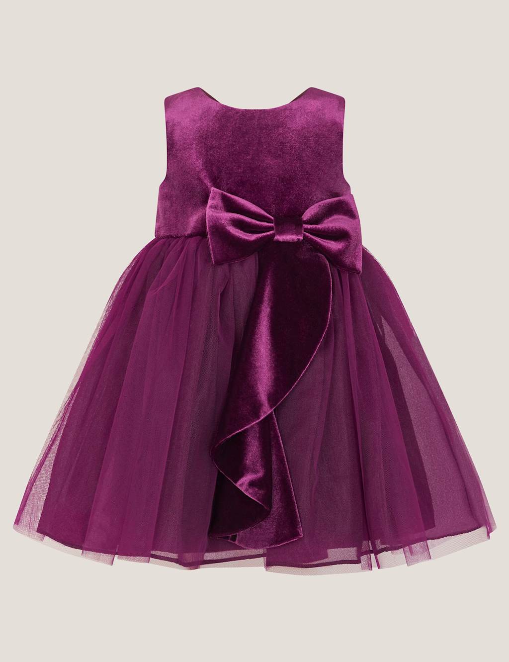 Monsoon Velvet Party Dress (0-3 Yrs) Purple