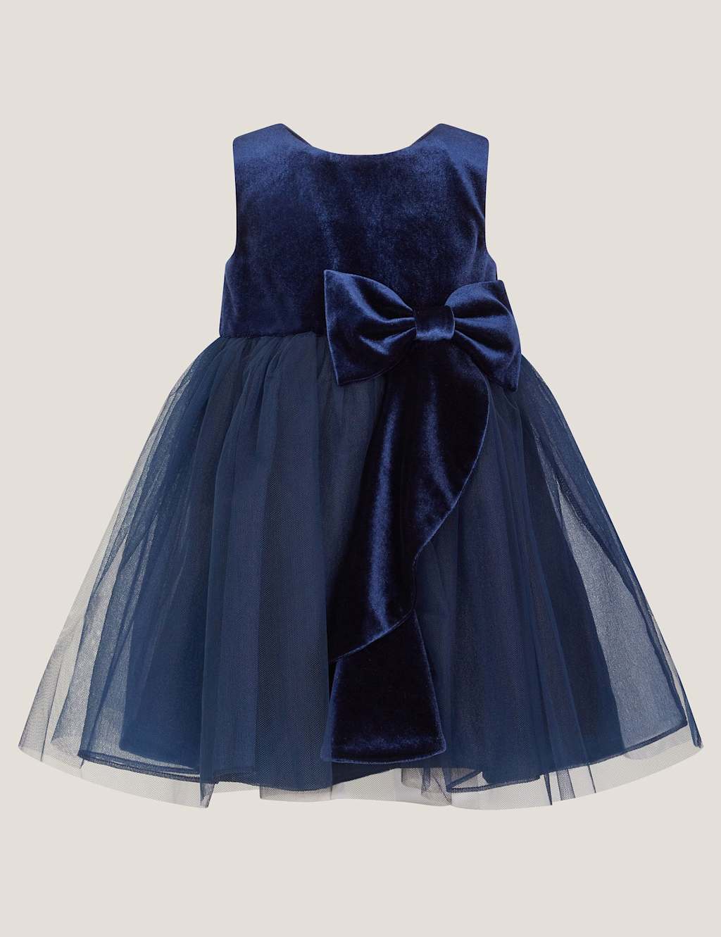 Monsoon Velvet Party Dress (0-3 Yrs) Navy