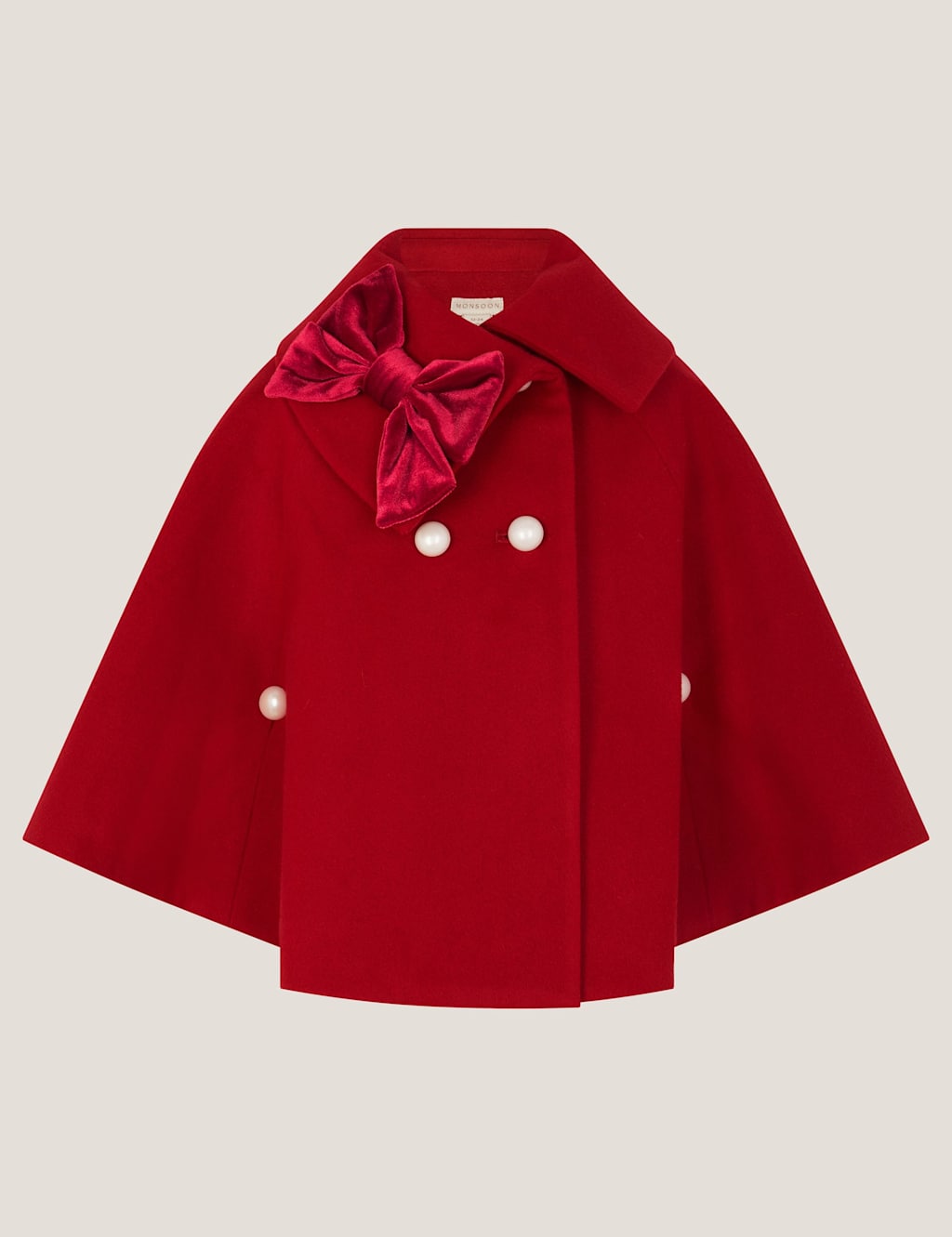 Monsoon Velvet Coat (3-15 Yrs) Red