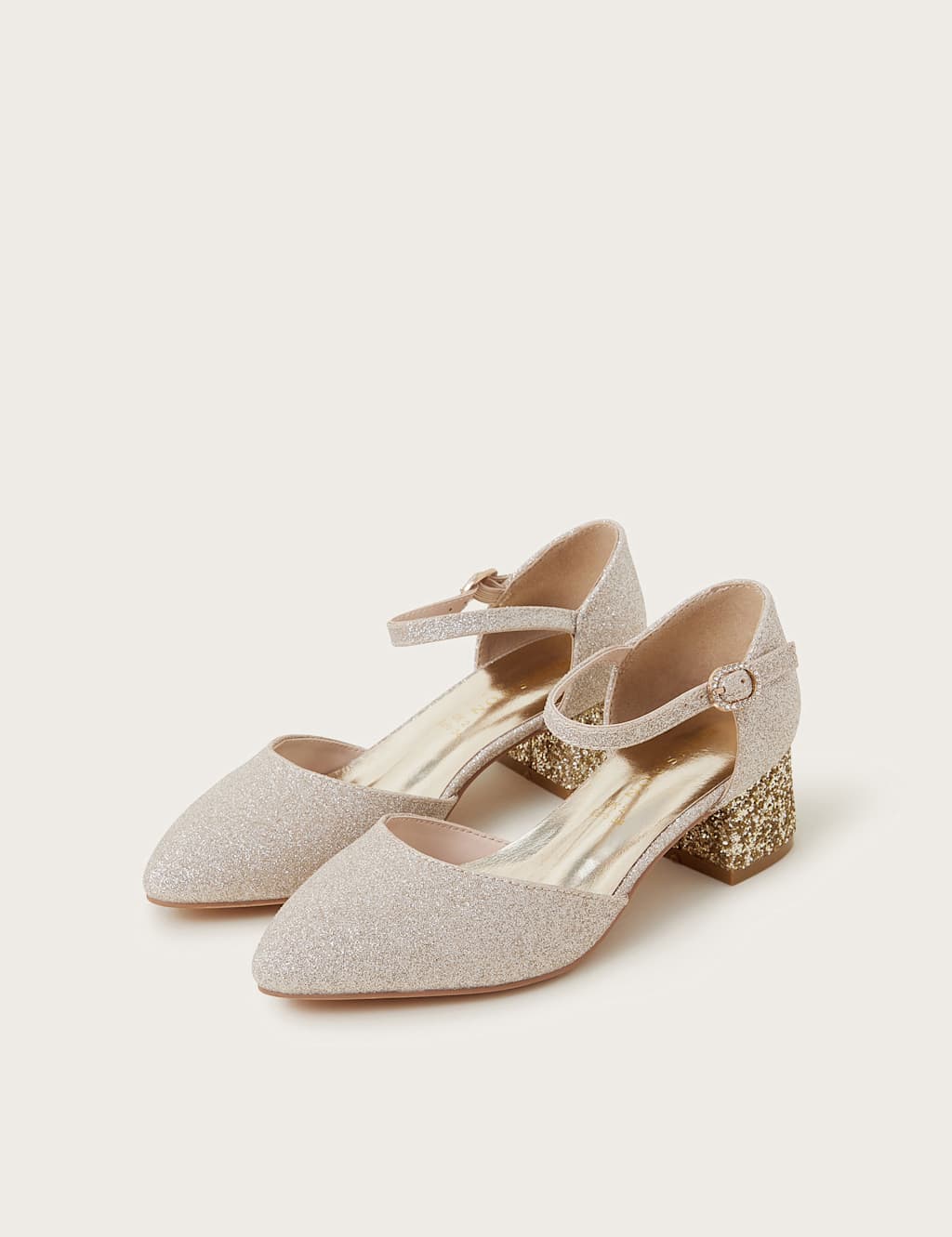 Kids' Glitter Ankle Strap Heeled Shoes (1 Large - 6 Large)